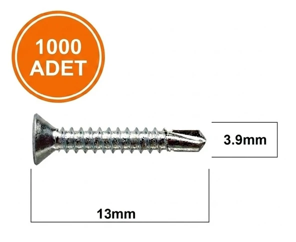 STD 3.9X13 YHB MATKAP UÇLU VİDA MS AKILLI VİDA 1000 ADET ürün görseli 1