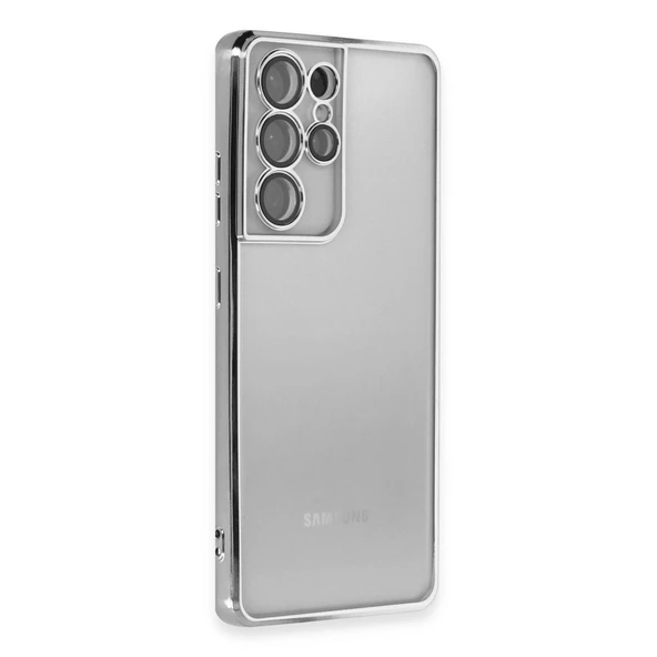 Samsung Galaxy S21 Ultra Kılıf Razer Lensli Silikon - Gümüş ürün görseli 1