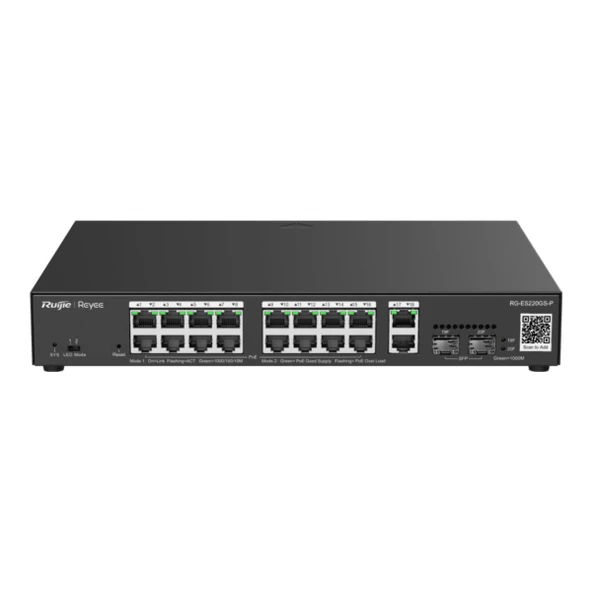 Ruijie Reyee RG-ES220GS-P 16 Port 10/100/1000 Mbps Gigabit PoE Switch ürün görseli 1