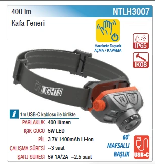 NTLH3007 400LM KAFA FENERİ ürün görseli 1