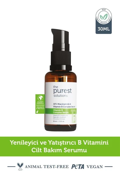 The Purest Solutions Yenileyici Ve Yatıştırıcı B Vitamini Cilt Bakım Serumu 30 Ml (%10 Niacinamide + Provitamin B5) ürün görseli 1