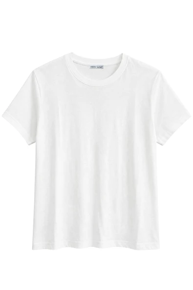 1009 Kadın Pamuklu Regular Fit Bisiklet Yaka Yumuşak Dokulu Kısa Kollu Basic T-Shirt Beyaz ürün görseli 1