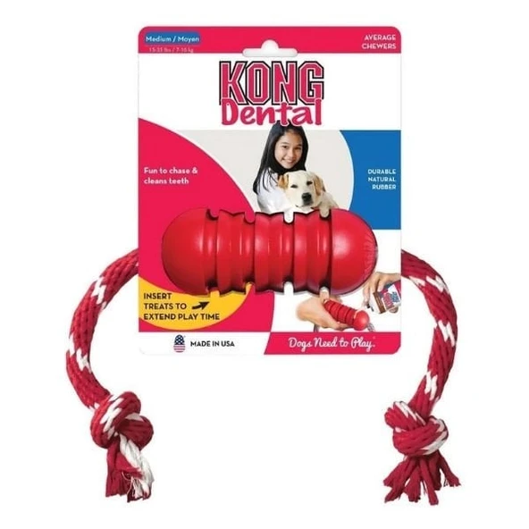 Kong Dental Stick Diş Temizliği Sağlayan İp Sallantılı Köpek Oyuncağı M ürün görseli 1