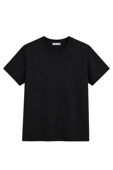 1009 Kadın Pamuklu Regular Fit Bisiklet Yaka Yumuşak Dokulu Kısa Kollu Basic T-Shirt Siyah ürün görseli 1
