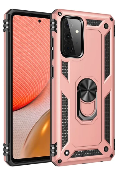 Newface Samsung Galaxy A72 Kılıf Sofya Yüzüklü Silikon Kapak - Rose ürün görseli 1