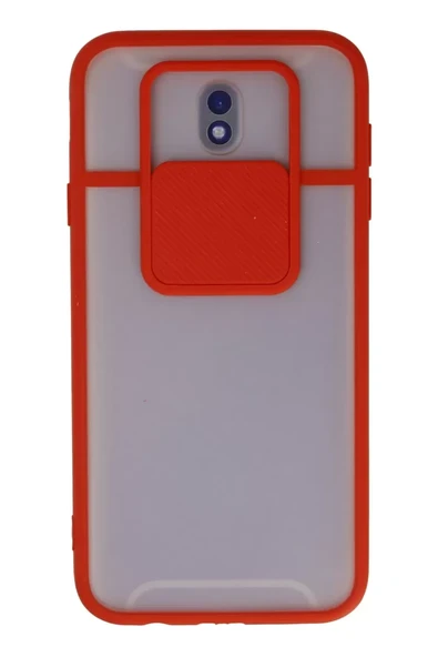 Newface Samsung Galaxy J7 Pro / J730 Kılıf Palm Buzlu Kamera Sürgülü Silikon - Kırmızı ürün görseli 1