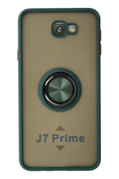 Newface Samsung Galaxy J7 Prime Kılıf Montreal Yüzüklü Silikon Kapak - Yeşil ürün görseli 1