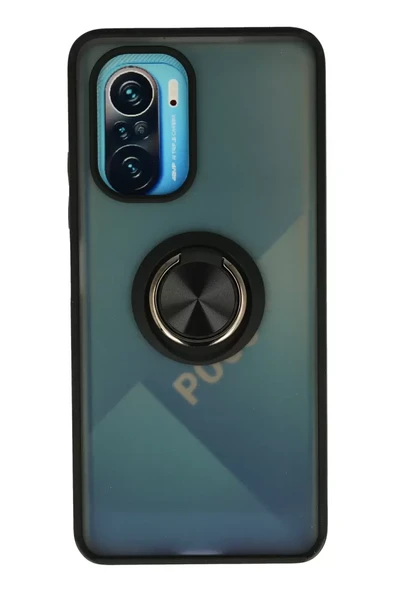 Newface Xiaomi Redmi K40 Kılıf Montreal Yüzüklü Silikon Kapak - Siyah ürün görseli 1