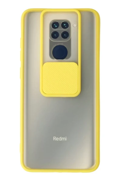 Newface Xiaomi Redmi Note 9 Kılıf Palm Buzlu Kamera Sürgülü Silikon - Sarı ürün görseli 1