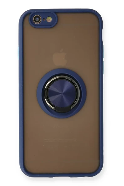 Newface Apple iPhone 6 Kılıf Montreal Yüzüklü Silikon Kapak - Lacivert ürün görseli 1
