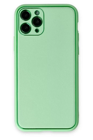 Newface Apple iPhone 11 Pro Kılıf Coco Deri Silikon Kapak - Açık Yeşil ürün görseli 1