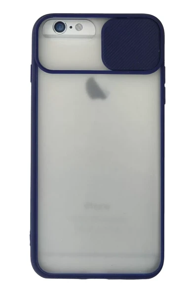 Newface Apple iPhone 6 Plus Kılıf Palm Buzlu Kamera Sürgülü Silikon - Lacivert ürün görseli 1