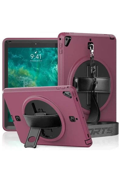 Newface Apple iPad 5 Air 9.7 Kılıf Strap-C Otterbox Tablet Kapak - Mürdüm ürün görseli 1
