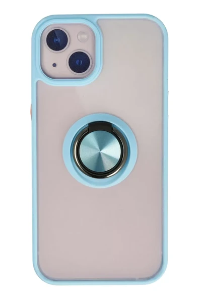 Newface Apple iPhone 13 Kılıf Montreal Yüzüklü Silikon Kapak - Buz Mavi ürün görseli 1