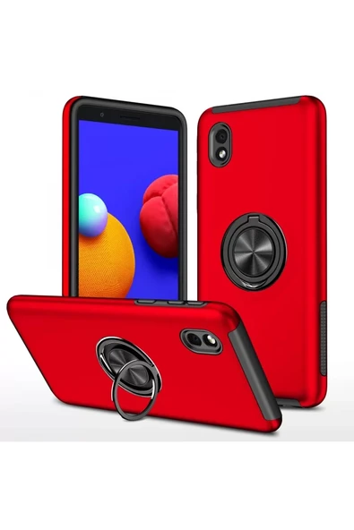 Newface Samsung Galaxy A01 Core Kılıf Elit Yüzüklü Kapak - Kırmızı ürün görseli 1