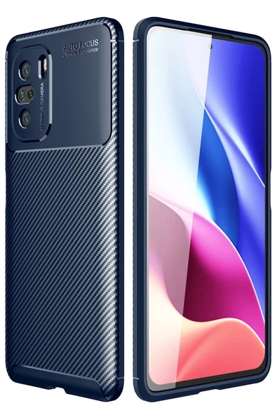 Newface Xiaomi Poco F3 Kılıf Auto Focus Karbon Kapak - Lacivert ürün görseli 1
