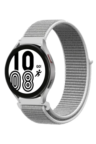 Newface Samsung Galaxy Watch 4 Hasırlı Cırtcırtlı Kordon - Beyaz ürün görseli 1