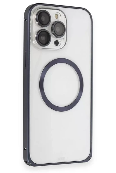 Joko Apple iPhone 15 Pro Max Kılıf Metal Bumper Magneticsafe Kapak - Lacivert ürün görseli 1