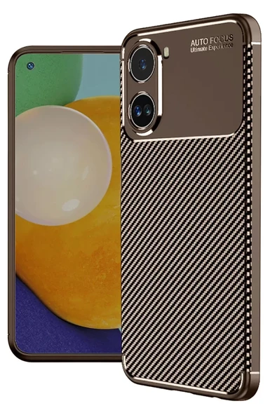 Newface Xiaomi Poco X7 Pro Kılıf Auto Focus Karbon Kapak - Kahverengi ürün görseli 1