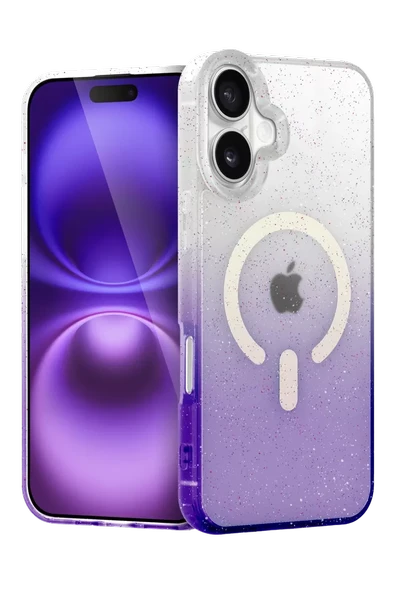 Newface Apple iPhone 16 Plus Pummel Shiny Magsafe Kapak - Mor ürün görseli 1