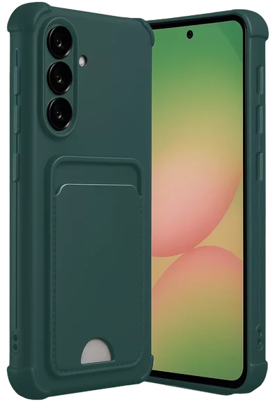 Newface Samsung Galaxy A36 Kılıf Kelvin Kartvizitli Silikon - Koyu Yeşil ürün görseli 1