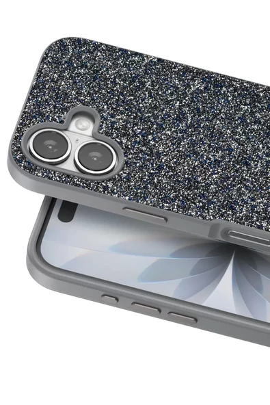 Onegif Apple iPhone 17 Bright Simli Kapak - Gümüş - Resim 2