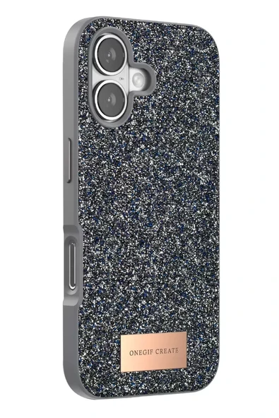 Onegif Apple iPhone 17 Bright Simli Kapak - Gümüş - Resim 3