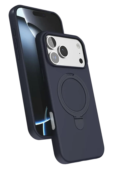 Newface Apple iPhone 17 Pro Regal Magsafe Standlı Kapak - Lacivert ürün görseli 1