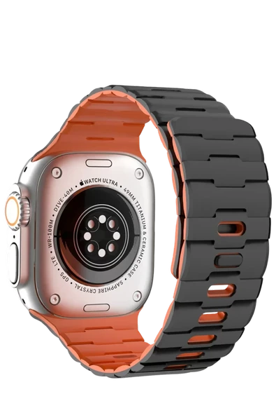 Newface Apple Watch Ultra 49mm Wowen Kordon - Siyah-Turuncu ürün görseli 1