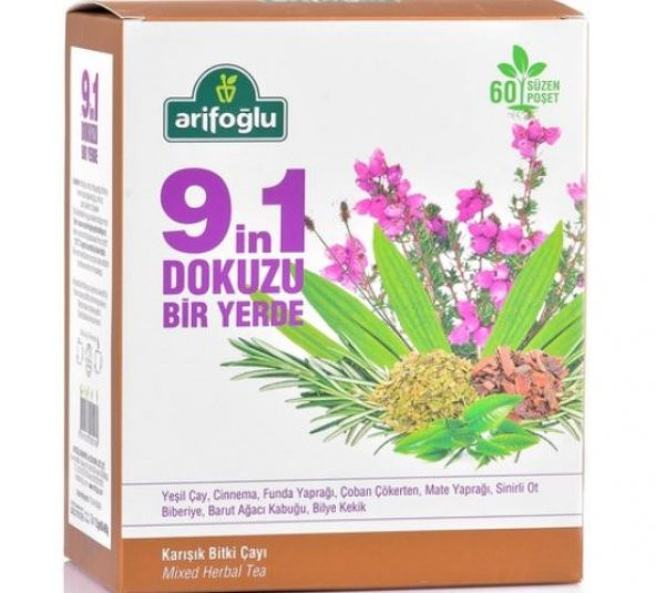 Arifoğlu 9 in 1 Dokuzu Bir Yerde Bitki Süzen Poşet Çay 60lı ürün görseli 1