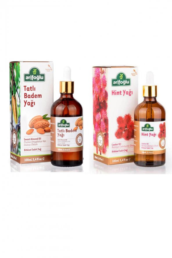 2 Li Set Tatlı Badem Yağı 100 ml - Hint Yağı 100 ml ürün görseli 1