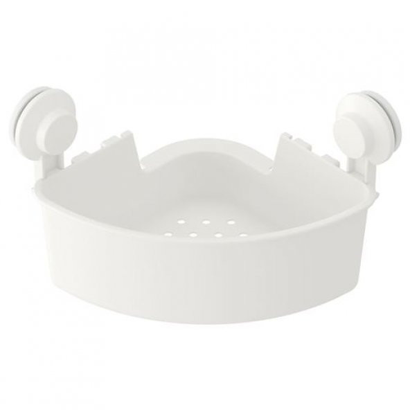 Beyaz Duş Sepeti Üçgen Model IKEA Banyo Raf Vantuzlu Sepet ürün görseli 1