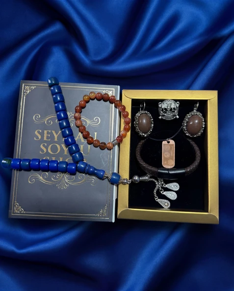 Seyhan Soylu Shop - Luxury Seri Kitap Kutulu Kadın Takı Seti Ve Tesbih Kombin - Kolye Küpe Yüzük Bileklik Ekstra Boncuk Bileklik 6 Parça Hediyelik - Doğum Günü Yıl Dönümü ürün görseli 1