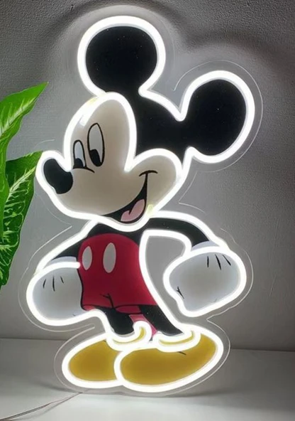 MICKEY MOUSE Temalı LED Neon Duvar Tablosu UV Baskılı Pleksi Çocuk Odası ve Oyun Odası Dekoru ürün görseli 1