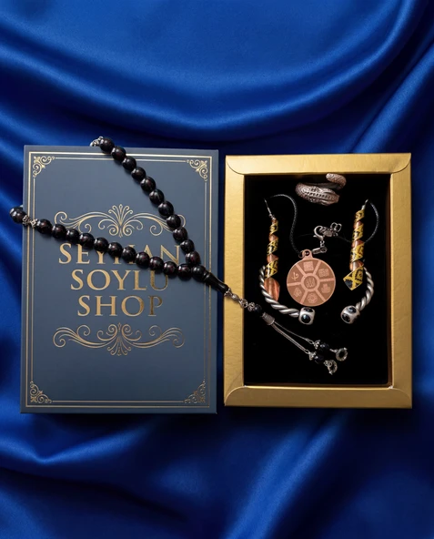 Seyhan Soylu Shop - Special Seri Kitap Kutulu Takı Seti Ve Tesbih Kombini - Kolye Küpe Special Tasarım Bileklik Yüzük 5 Parça Otantik Hediyelik - Doğum Günü Yıl Dönümü Şık Hediye ürün görseli 1