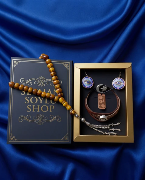 Seyhan Soylu Shop - Special Seri Kitap Kutulu Takı Seti Ve Tesbih Kombini - Kolye Küpe Special Tasarım Bileklik Yüzük 5 Parça Otantik Hediyelik - Doğum Günü Yıl Dönümü Şık Hediye ürün görseli 1