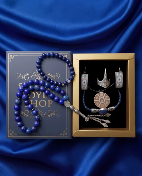 Seyhan Soylu Shop - Luxury Seri Kitap Kutulu Kadın Takı Seti Ve Tesbih Kombin - Kolye Küpe Yüzük Bileklik Ekstra Boncuk Bileklik 6 Parça Hediyelik - Doğum Günü Yıl Dönümü ürün görseli 1