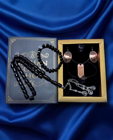 Seyhan Soylu Shop - Luxury Seri Kitap Kutulu Kadın Takı Seti Ve Tesbih Kombin - Kolye Küpe Yüzük Bileklik Ekstra Boncuk Bileklik 6 Parça Hediyelik - Doğum Günü Yıl Dönümü ürün görseli 1