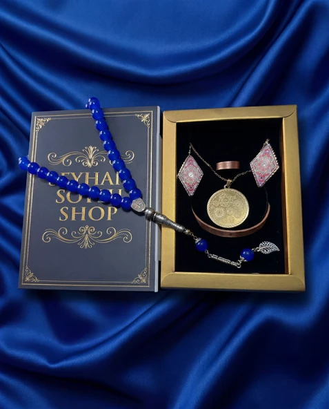 Seyhan Soylu Shop - Özel Tasarım Kitap Kutulu Kadın Bakır Takı Seti Ve Tesbih Kombini - Kolye Küpe Bileklik Yüzük 5 Parça Otantik Şık Hediyelik - Doğum Günü Yıl Dönümü Anneler Günü ürün görseli 1