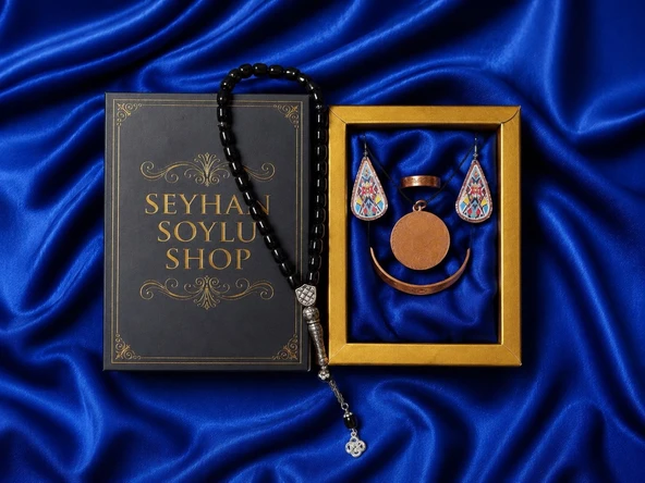 Seyhan Soylu Shop - Özel Tasarım Kitap Kutulu Kadın Bakır Takı Seti Ve Tesbih Kombini - Kolye Küpe Bileklik Yüzük 5 Parça Otantik Şık Hediyelik - Doğum Günü Yıl Dönümü Anneler Günü ürün görseli 1