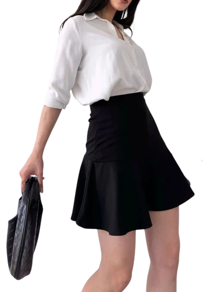 Volanlı  Etek - SİYAH - Resim 2