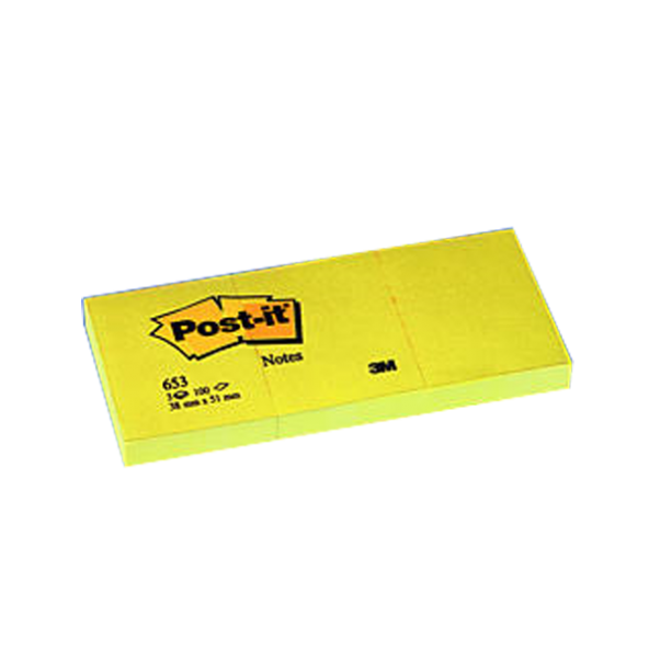 Post-it Yapışkanlı Not Kağıdı 3 Blok 100 YP 38x51 Sarı 653 ürün görseli 1