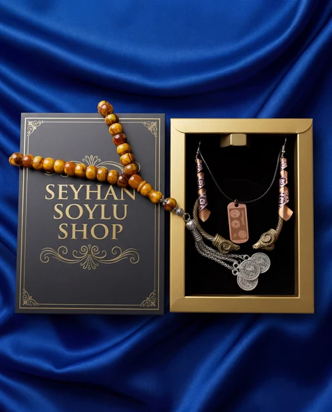 Seyhan Soylu Shop - Special Seri Kitap Kutulu Takı Seti Ve Tesbih Kombini - Kolye Küpe Special Tasarım Bileklik Yüzük 5 Parça Otantik Hediyelik - Doğum Günü Yıl Dönümü Şık Hediye ürün görseli 1