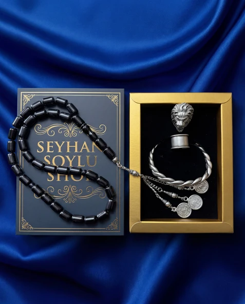 Seyhan Soylu Shop - Special Seri Kitap Kutulu Takı Seti Ve Tesbih Kombini - Kolye Küpe Special Tasarım Bileklik Yüzük 5 Parça Otantik Hediyelik - Doğum Günü Yıl Dönümü Şık Hediye ürün görseli 1