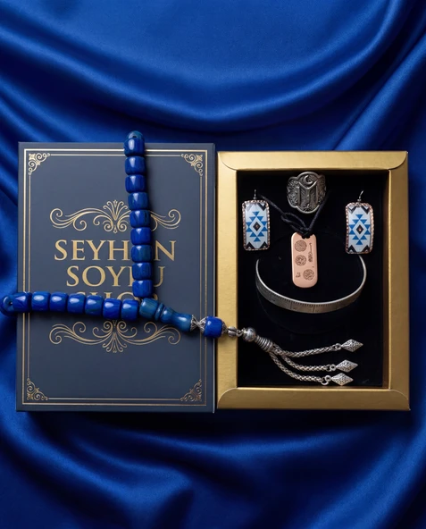 Seyhan Soylu Shop - Special Seri Kitap Kutulu Takı Seti Ve Tesbih Kombini - Kolye Küpe Special Tasarım Bileklik Yüzük 5 Parça Otantik Hediyelik - Doğum Günü Yıl Dönümü Şık Hediye ürün görseli 1