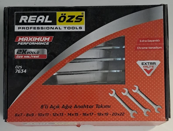 REAL ÖZS 8 Lİ AÇIK AĞIZ ANAHTAR TAKIMI ürün görseli 1