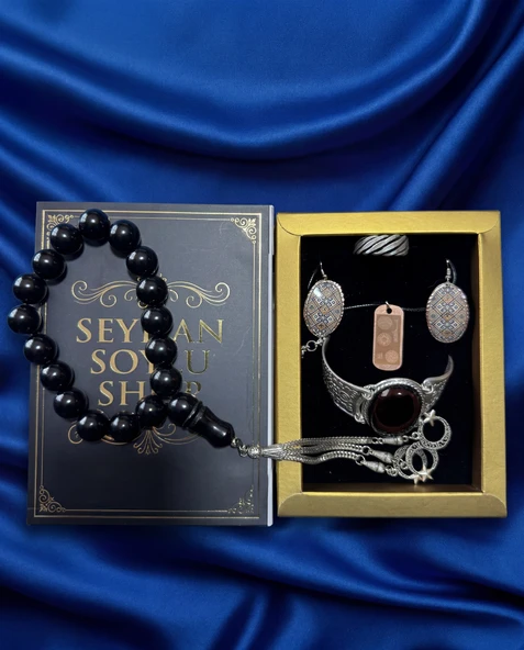 Seyhan Soylu Shop - Special Seri Kitap Kutulu Takı Seti Ve Tesbih Kombini - Kolye Küpe Special Tasarım Bileklik Yüzük 5 Parça Otantik Hediyelik - Doğum Günü Yıl Dönümü Şık Hediye ürün görseli 1