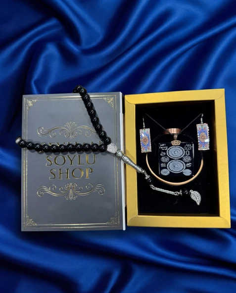 Seyhan Soylu Shop - Özel Tasarım Kitap Kutulu Kadın Bakır Takı Seti Ve Tesbih Kombini - Kolye Küpe Bileklik Yüzük 5 Parça Otantik Şık Hediyelik - Doğum Günü Yıl Dönümü Anneler Günü ürün görseli 1