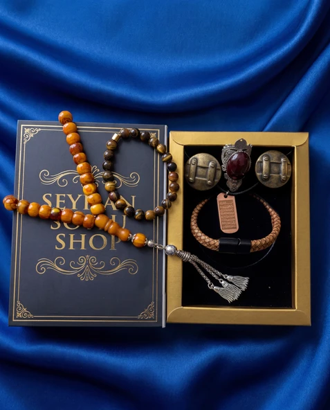 Seyhan Soylu Shop - Luxury Seri Kitap Kutulu Kadın Takı Seti Ve Tesbih Kombin - Kolye Küpe Yüzük Bileklik Ekstra Boncuk Bileklik 6 Parça Hediyelik - Doğum Günü Yıl Dönümü ürün görseli 1
