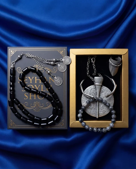 Seyhan Soylu Shop - Luxury Seri Kitap Kutulu Kadın Takı Seti Ve Tesbih Kombin - Kolye Küpe Yüzük Bileklik Ekstra Boncuk Bileklik 6 Parça Hediyelik - Doğum Günü Yıl Dönümü ürün görseli 1